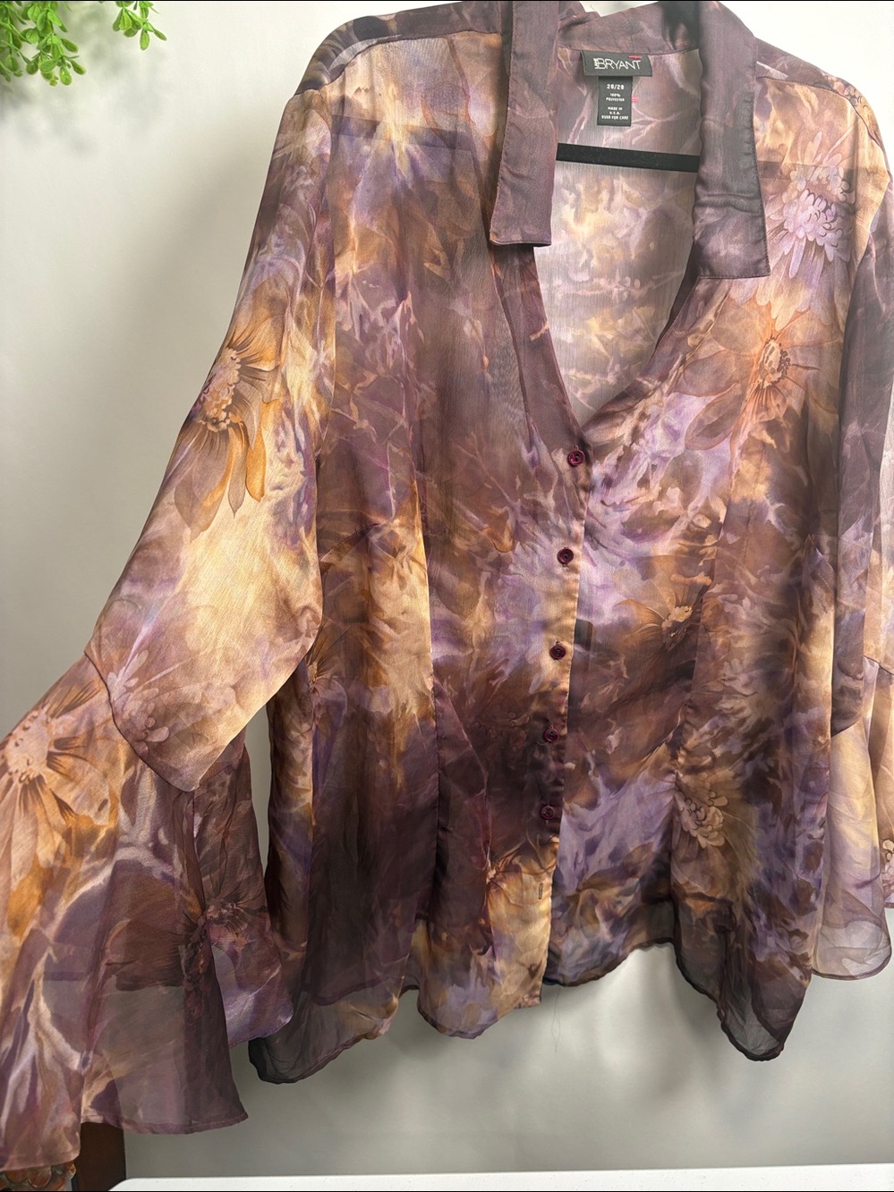 Lane Bryant Sheer Blouse in Purple and Brown